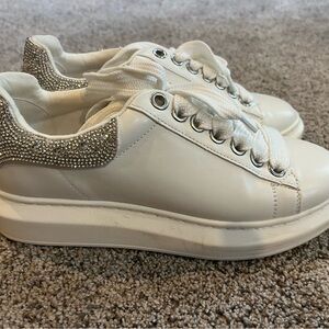 Steve Madden White Sneakers with Silver Details